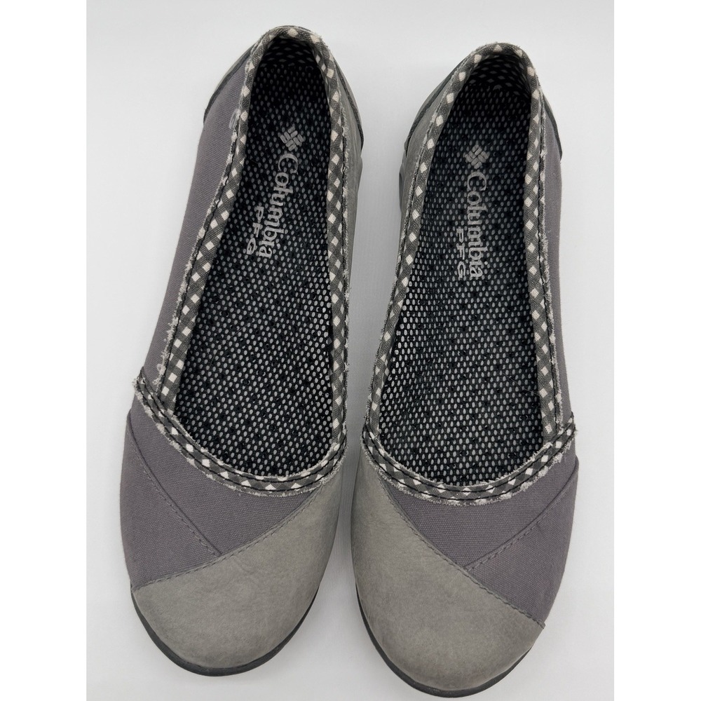 Columbia‎ Shoes Women's Size 8 Gray PFG Omni Grip Ballet Flats Canvas Slip On